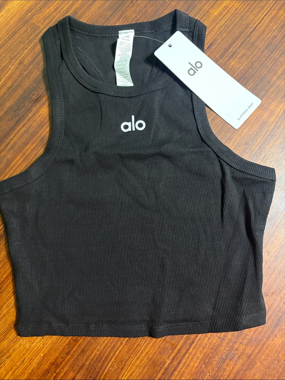 ALO Yoga Black Ribbed Cropped Tank